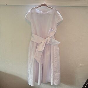 White Bella Bliss Elegant Cream Midi Dress with Bow